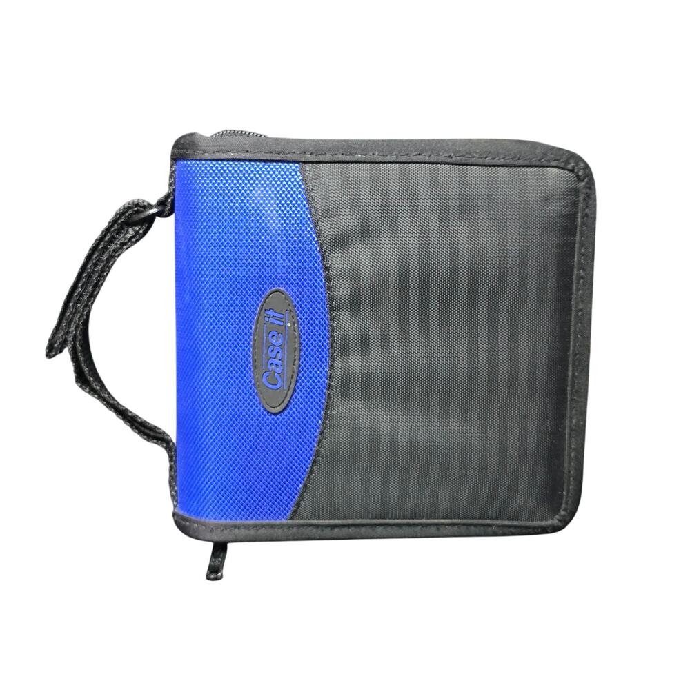 Case IT Blue & Black CD Carrying Case Holds 24 DVD CD Music Movies